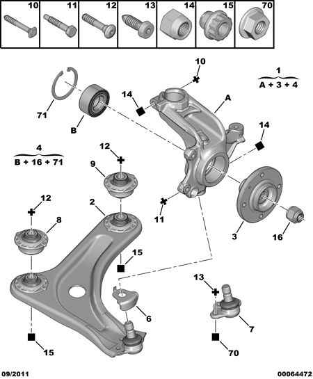 PEUGEOT 3520 T3 - Front pivots and hubs-hub bearing: 01 pcs. www.parts5.com