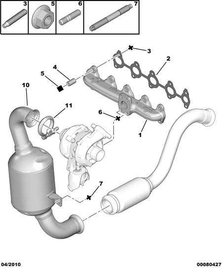 PEUGEOT (DF-PSA) 1731 ZH - Front catalytic exhaust manifold: 01 pcs. www.parts5.com