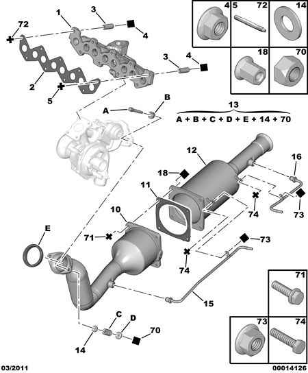 CITROËN/PEUGEOT 1731 Y3 - Front catalytic exhaust manifold: 01 pcs. www.parts5.com