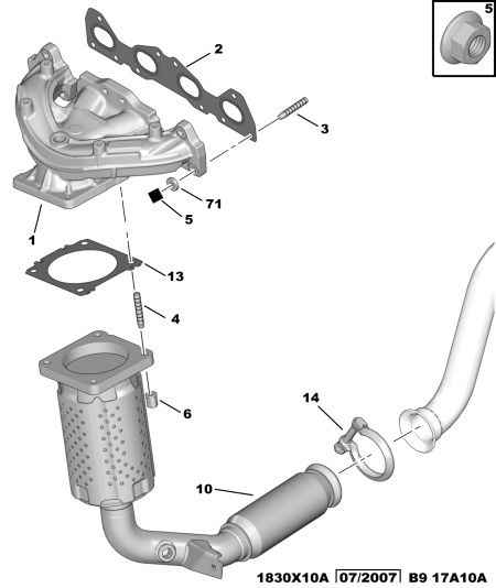 PEUGEOT (DF-PSA) 0341 G2 - Front catalytic exhaust manifold: 01 pcs. www.parts5.com