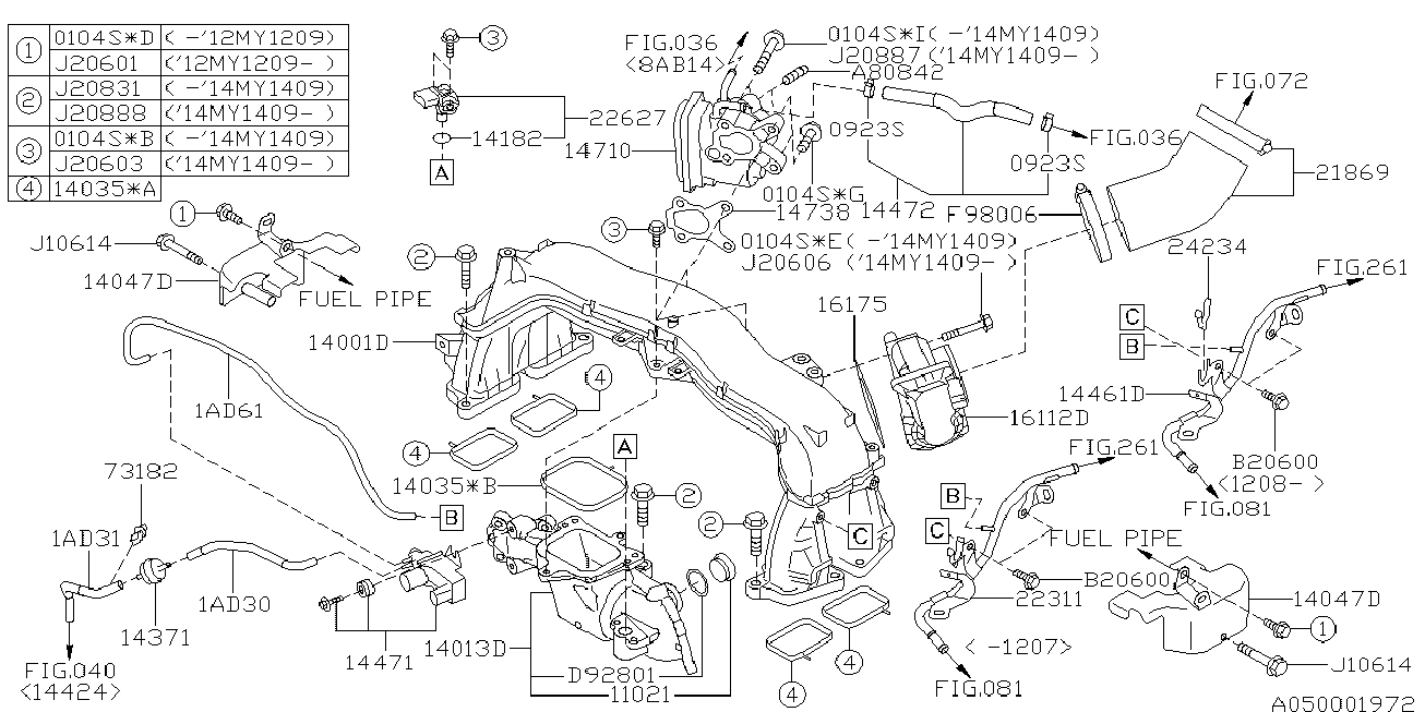 Subaru 14710AA741 - Intake manifold: 01 pcs. www.parts5.com