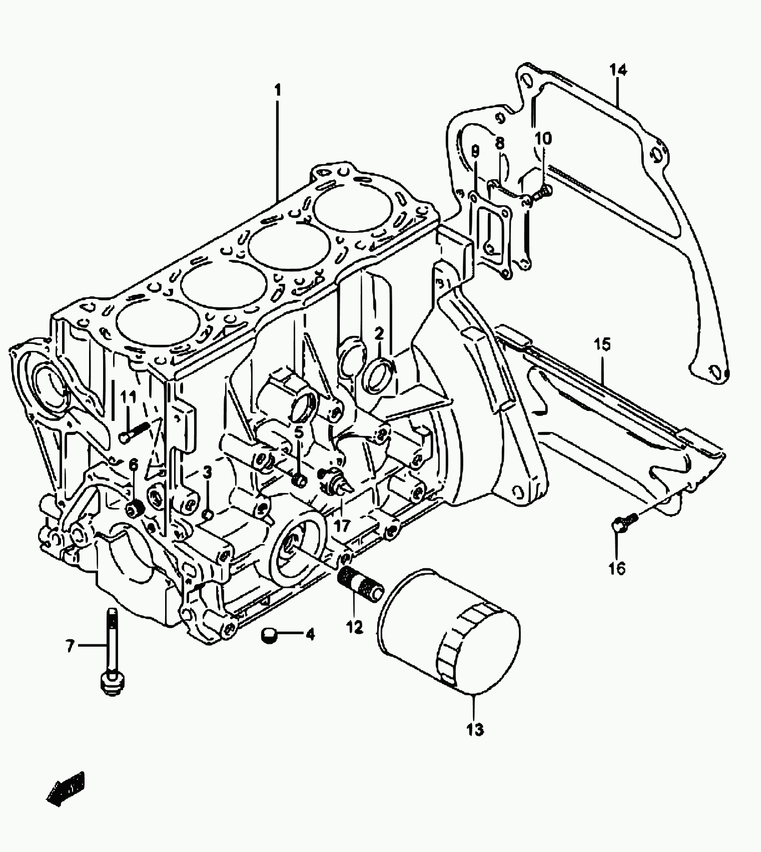 Suzuki 16510-61A20 - 3 - cylinder block: 1 pcs. www.parts5.com
