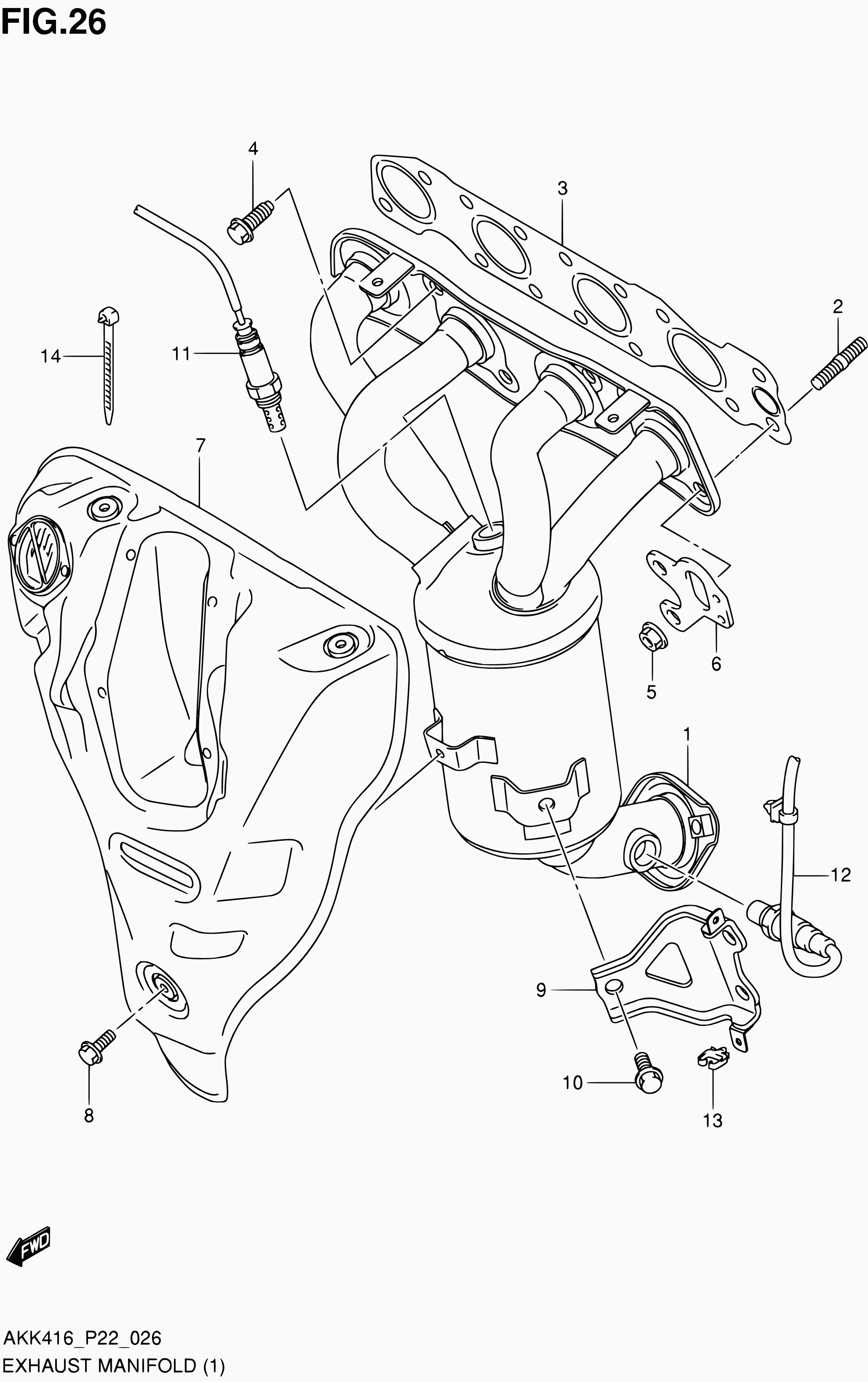 Suzuki 18213 61M00 - 26 - exhaust manifold (m16a): 1 pcs. www.parts5.com